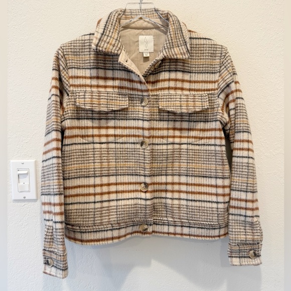 JOIE Brushed Plaid Boxy Jacket‎ size XS Shacket - Picture 2 of 5